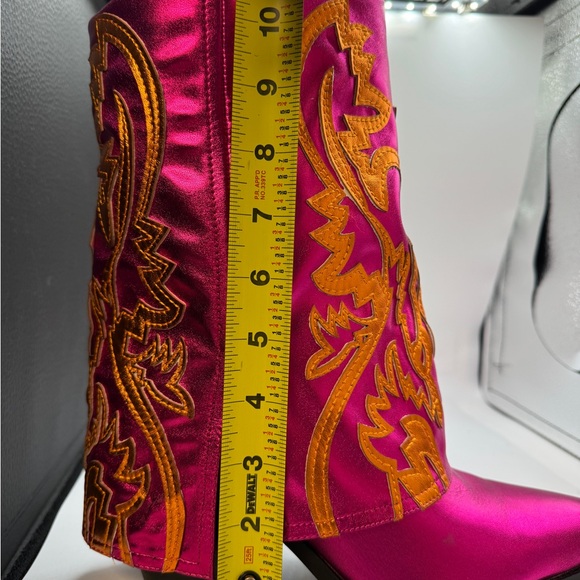 Azalea Wang New Boots Metallic Pink & Orange 10 - Picture 9 of 10